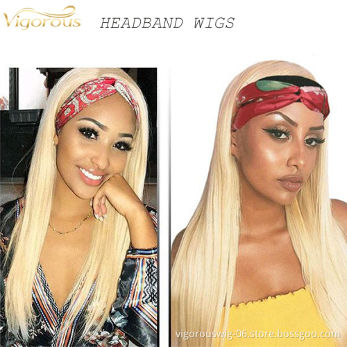 Vigorous dropship natural cheap blonde straight perruque wholesale glueless synthetic fiber hair for headband wigs for women